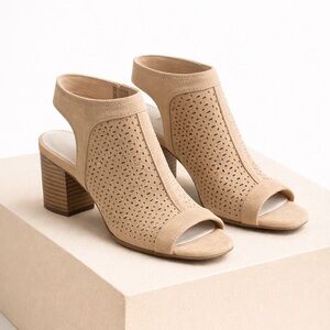 White Mountain Tan Peep-Toe Heels